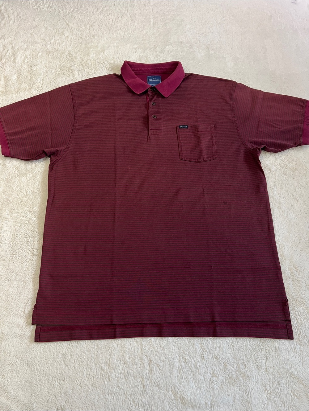 Faconnable Men's Burgundy Polo Shirt with Chest Pocket. Men’s XLarge